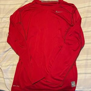 Nike Men's Long Sleeve Red Dri-FIT Tee